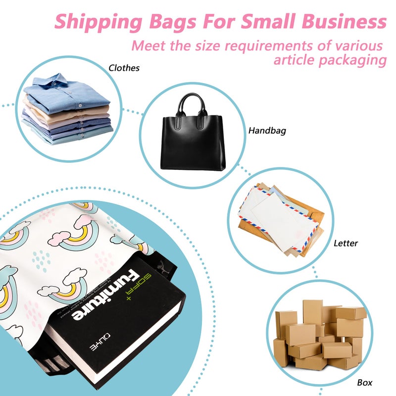 Vapulcio Poly Mailers 6x9 Inch 100 Pcs - Rainbow Printed Shipping Bags, 2.4mil Thickness, Waterproof and Tear Resistant Mailing Envelopes, Self-Sealing Packaging Bags for Small Business - Image 5